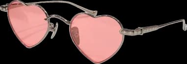 Chrome Hearts Beam heart-shaped sunglasses in gray metal with pink lenses