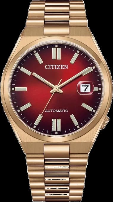 Citizen NJ0153-82X montre unisexe, cadran rouge, bracelet acier bicolore