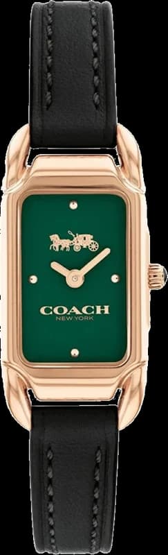 Coach 14504068 montre femme, cadran vert, bracelet cuir de veau fin