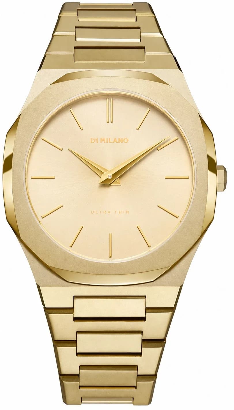 D1 Milano UTBJ36 montre unisexe, cadran or, bracelet acier