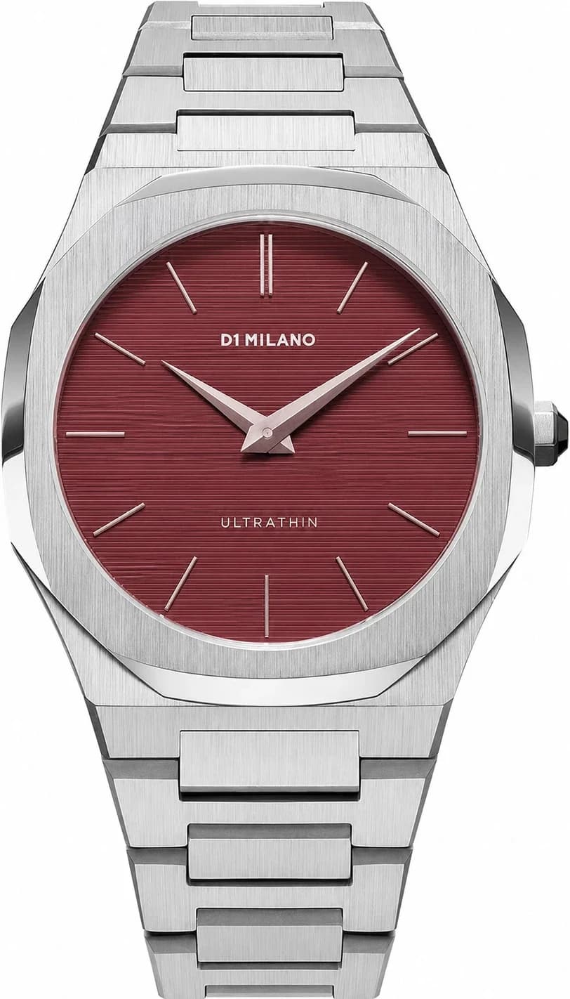 D1 Milano UTBJ11 montre unisexe, cadran rouge et bracelet acier