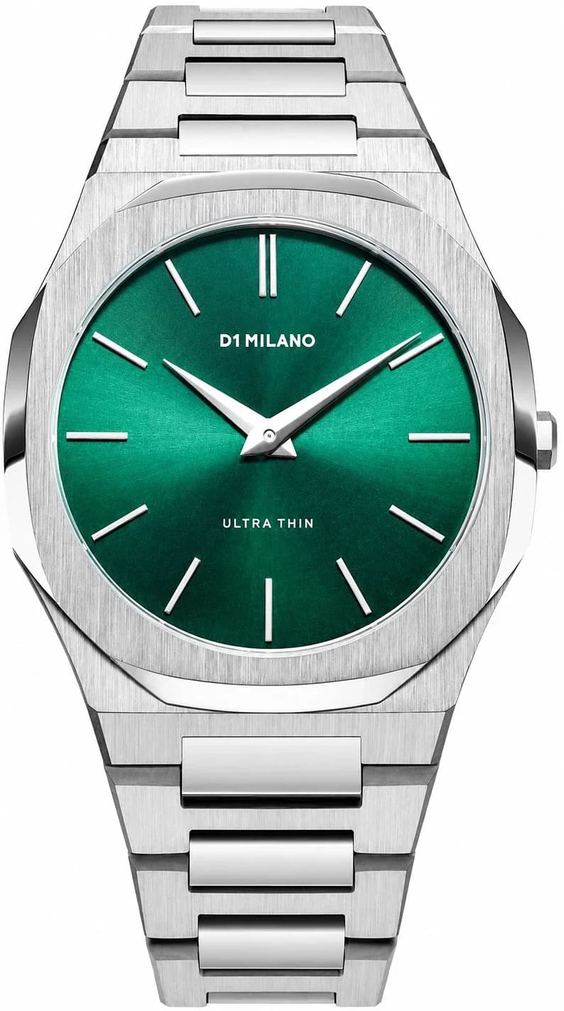 D1 Milano UTBJ37 montre homme, cadran vert, bracelet acier
