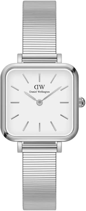Montre Daniel Wellington Quadro Studio carrée argent cadran blanc vue 2