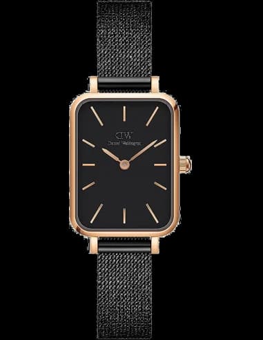 Daniel Wellington DW00100433 Quadro Rectangular Black Milanese maille milanaise Watch