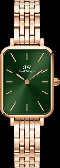 Daniel Wellington DW00100659 montre femme, cadran vert, or rose, bracelet acier