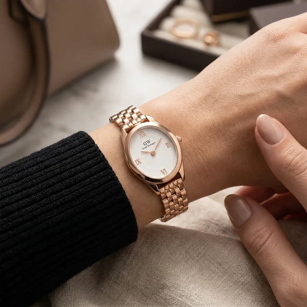 Daniel Wellington DW00100805 côté fond de boîtier or rose