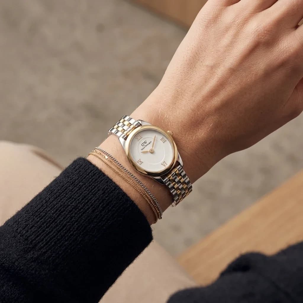Daniel Wellington DW00100811 côté fond de boîtier bicolore