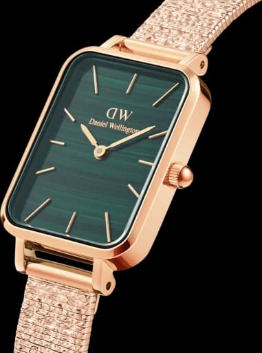 Daniel Wellington Quadro Pressed Ever Rose Gold Green Dial Women's Watch vue 2