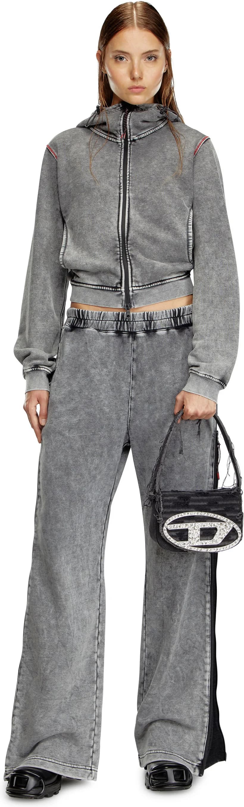 Diesel 1DR Iconic Black Denim Canvas and Leather Shoulder Bag vue 6
