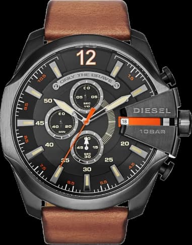 Montre Diesel DZ4343 Bracelet Cuir Marron et Boîtier Acier Robuste