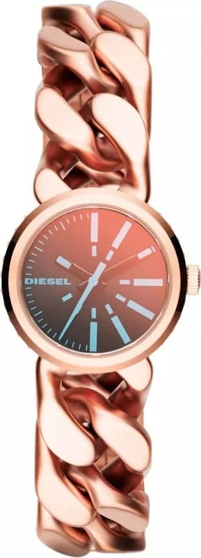 Diesel DZ5453 montre femme, cadran noir scintillant, acier or rosé