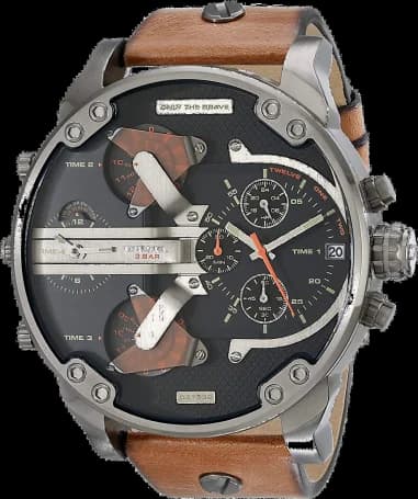 Diesel DZ7332 montre homme, grand cadran noir sur cuir noir