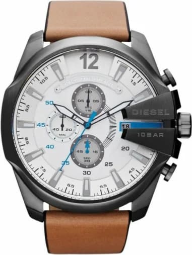 Diesel DZ4280 montre homme, blanc sur cuir marron