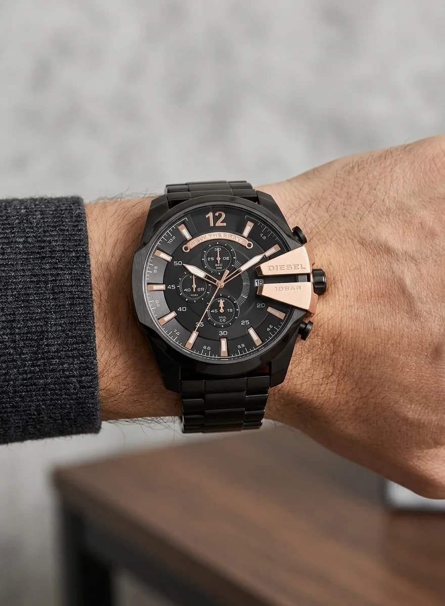 Montre Homme Diesel DZ4309 Noire et Plaques Or Rose vue 5