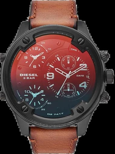 Men's Watch Diesel DZ7417 Boltdown with Multi-Dials and Leather Strap