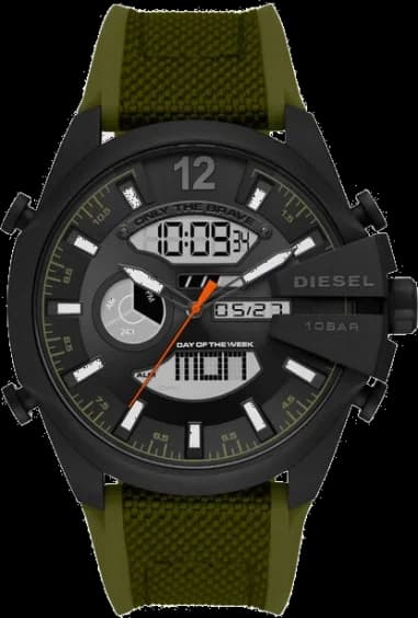 Diesel DZ4549 montre homme, cadran gris multifonction, bracelet nylon vert