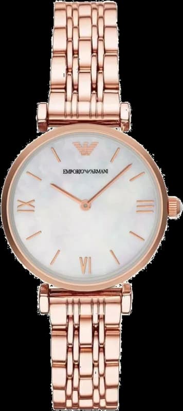 Emporio Armani 111396 montre femme, nacré et bracelet acier doré rose