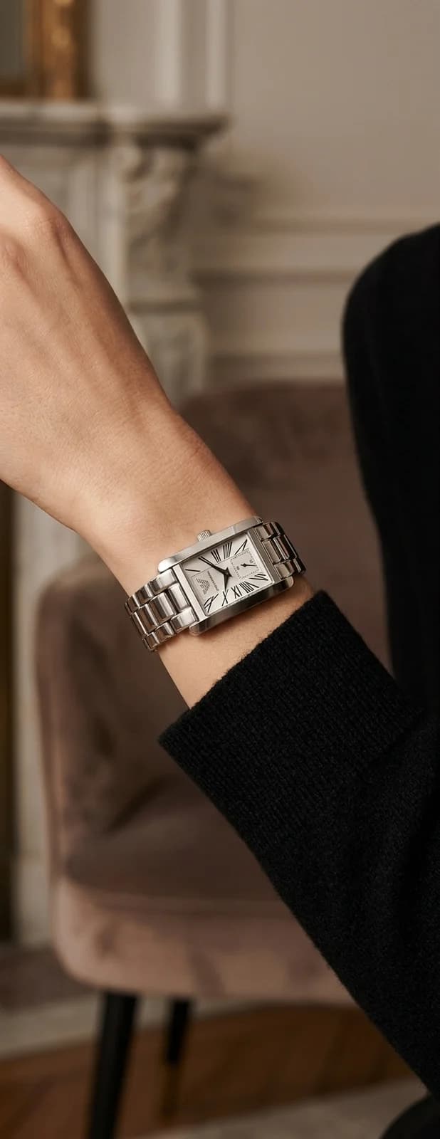 Montre Emporio Armani AR0146 Cadran Rectangulaire Argenté vue 6