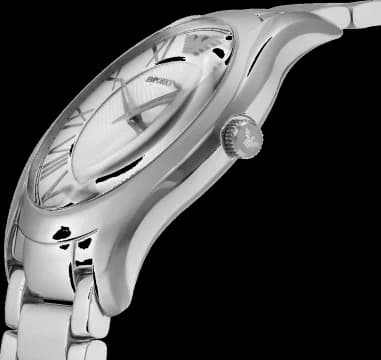 Emporio Armani AR11084 Polished Steel and Black Dial Men's Watch vue 3