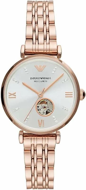 Emporio Armani AR60023 montre femme, automatique, squelette argent, bracelet acier