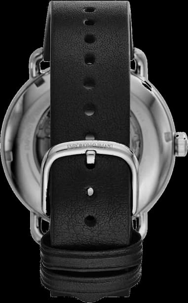 Montre Emporio Armani Meccanico AR60026 Cadran squelette bracelet cuir noir vue 3