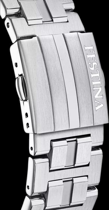 Festina F20327/8 montre homme, cadran noir poli avec bracelet acier