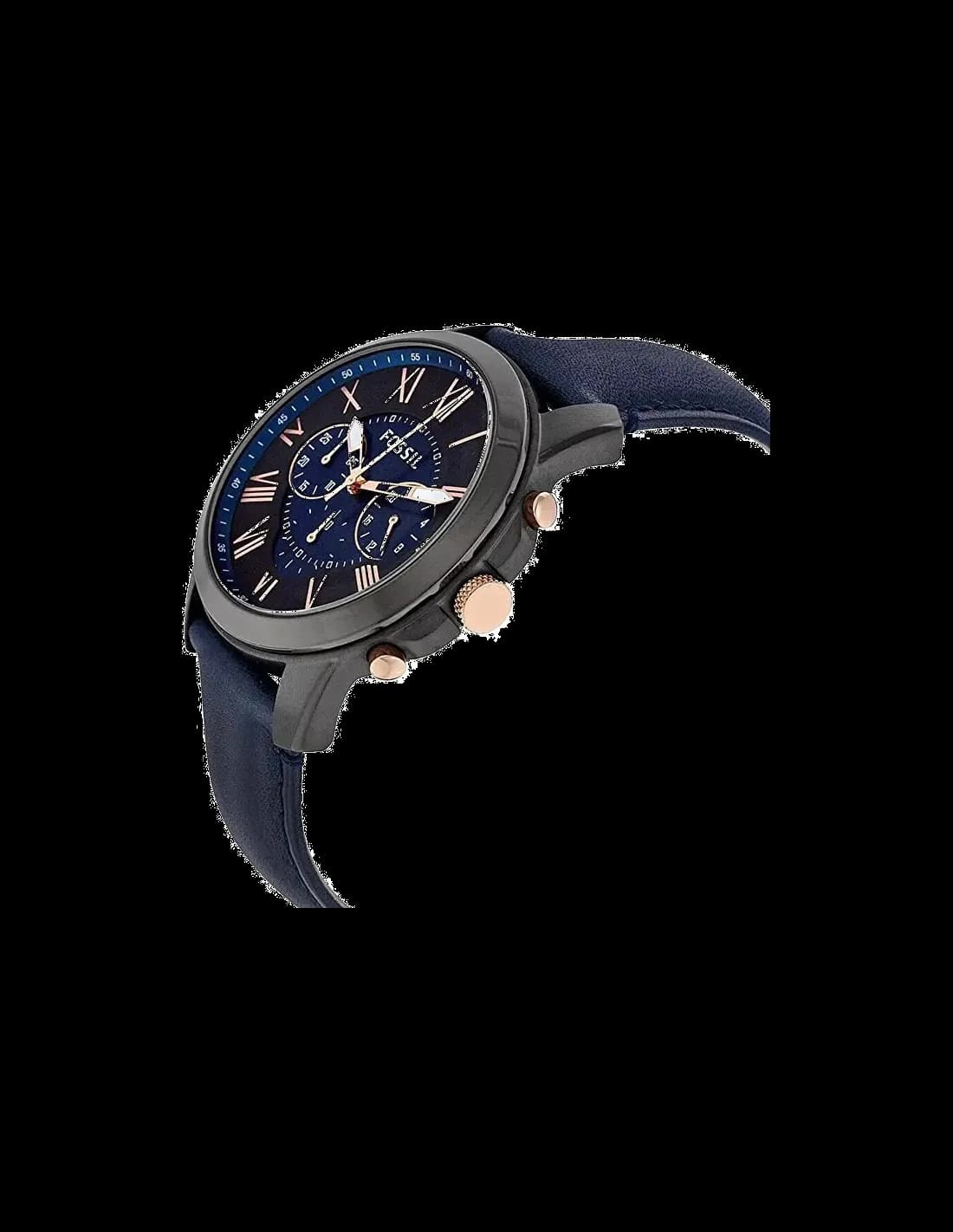 Montre Homme Fossil Grant FS5061 chronomètre sport bleu nuit vue 5