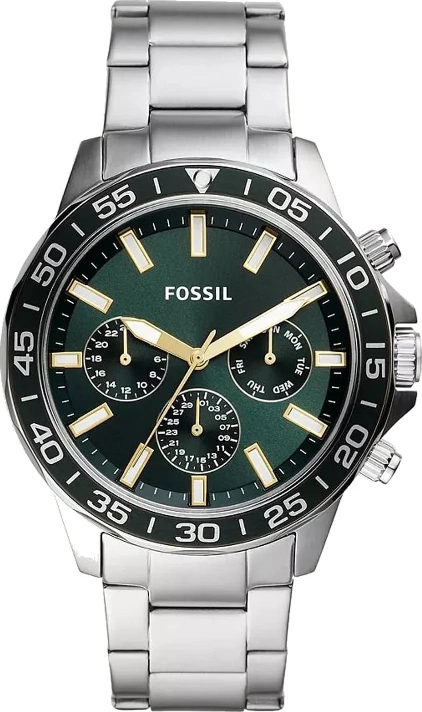Montre Fossil BQ2492 homme cadran vert bracelet acier