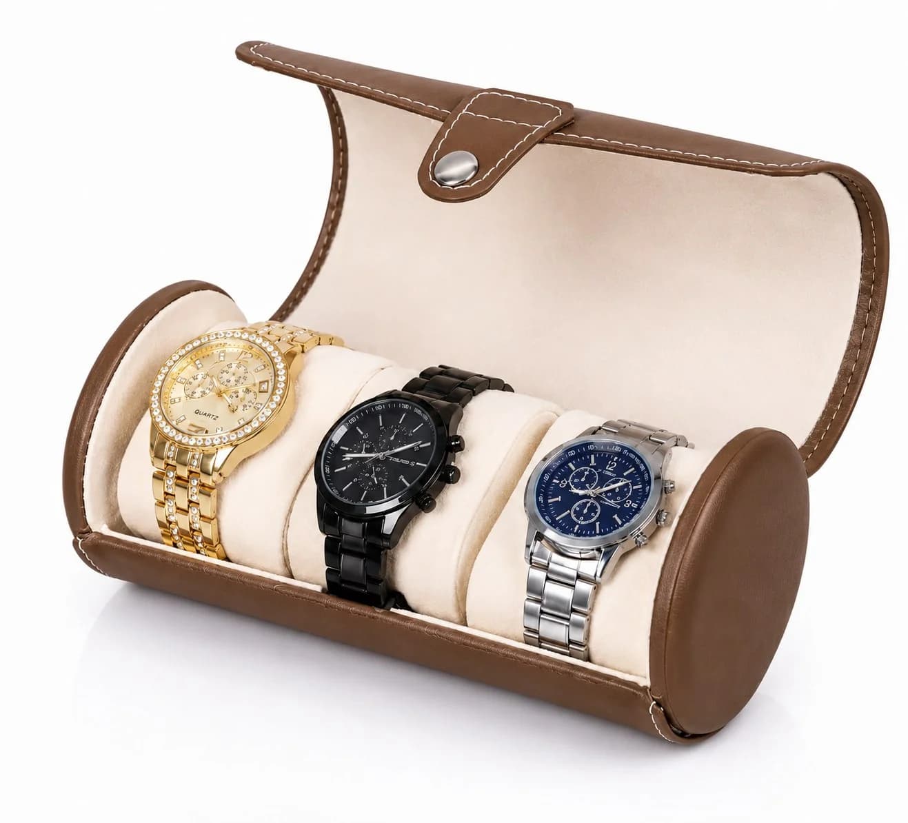 Gasmann 260520-19 montre, étui rouleau marron pour 3 montres