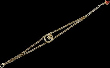 Guess 109804 montre femme, lettre G en cristaux sur bracelet plaqué or