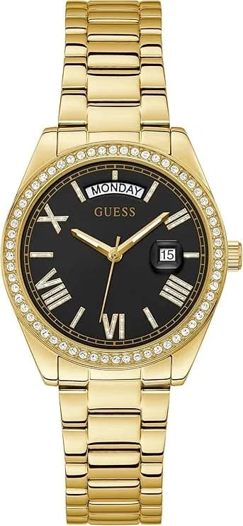 Guess GW0307L2 montre femme, au cadran noir et bracelet acier