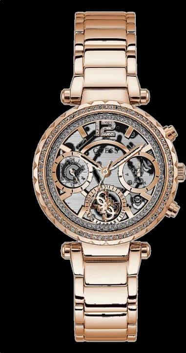 Guess GW0403L3 montre femme, cadran squelette bicolore, bracelet acier rose gold