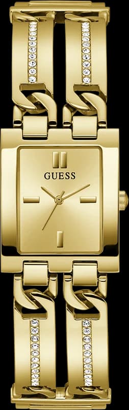Guess GW0668L2 montre femme, boîtier carré acier doré et cristaux