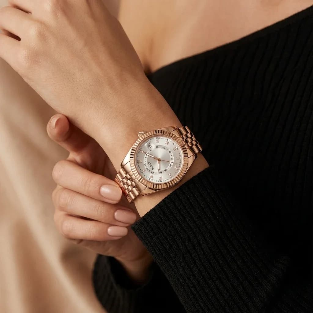 Guess Jada GW0936L4 women's rose gold watch, steel link bracelet vue 5
