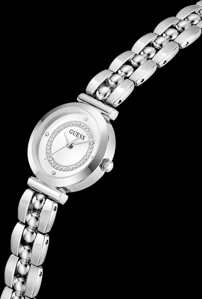 Montre Guess Leena GW0994L1, détail du bracelet acier acier