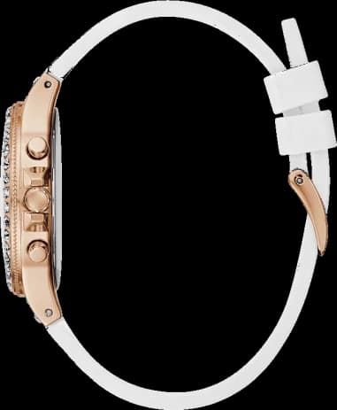 Gros plan sur le cadran blanc de la Guess GW0257L2