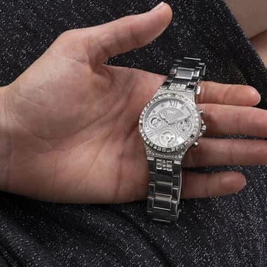 Guess Moonlight GW0320L1 Silver Stainless Steel Bracelet Watch with Rhinestone-Set Case vue 5