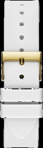 Guess Queen GW0536L2 White Silicone Strap Gold-Tone Case with Rhinestones Women's Watch vue 5