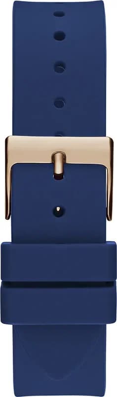 Guess Queen GW0536L5 Blue Silicone Strap Rose Gold Case Rhinestone Women's Watch vue 5
