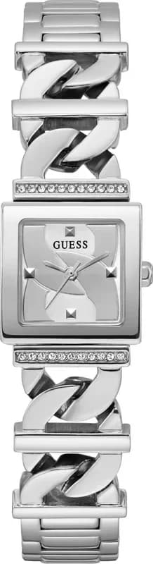 Guess GW0603L1 montre femme, cadran carré argenté et bracelet acier