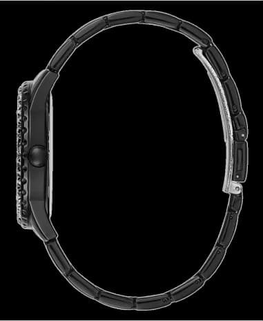 Gros plan sur le cadran noir de la Guess GW0111L4