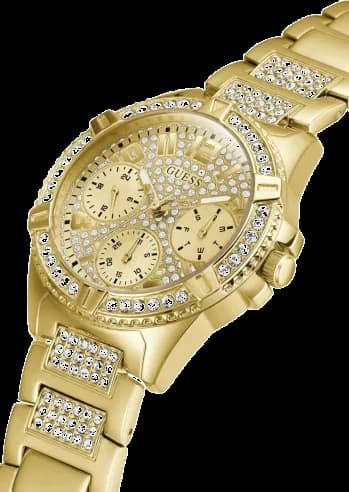 Gros plan sur le cadran or de la Guess W1156L2