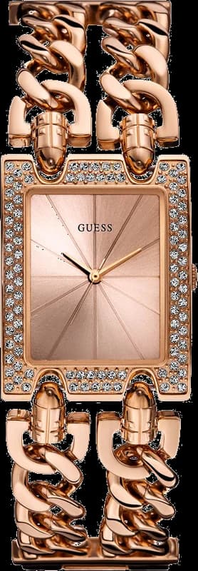 Guess W0072L3 montre femme, cadran or rose et bracelet acier double chaîne