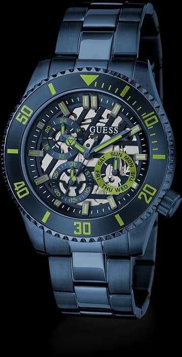 Guess GW0488G4 côté fond de boîtier bleu