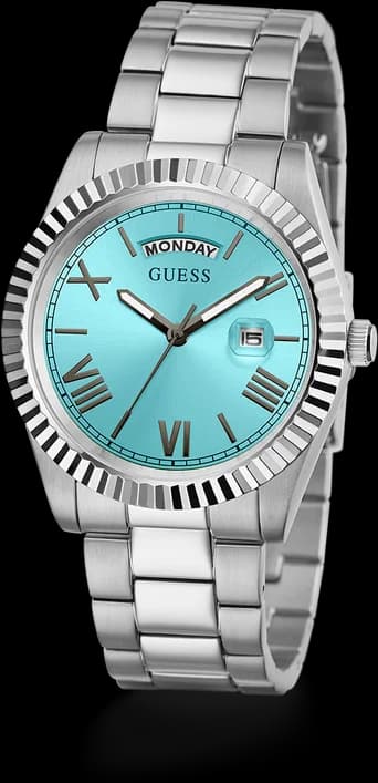 Gros plan sur le cadran bleu de la Guess GW0265G11