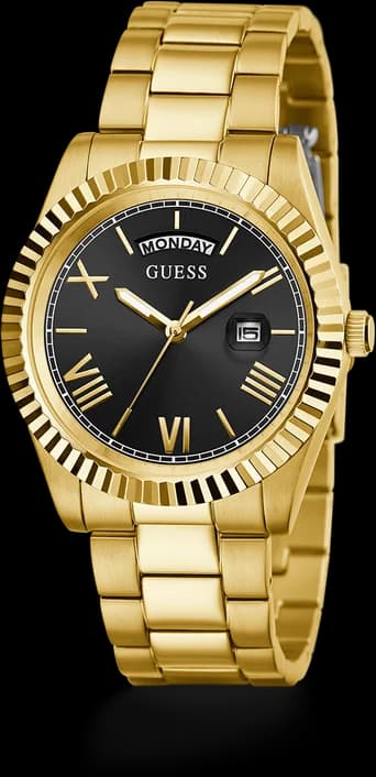 Gros plan sur le cadran noir de la Guess GW0265G3