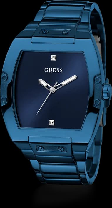 Gros plan sur le cadran bleu de la Guess GW0387G4