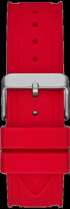 Montre Homme Guess Silver-tone GW0263G3 cadran noir bracelet en silicone rouge multifonction vue 4
