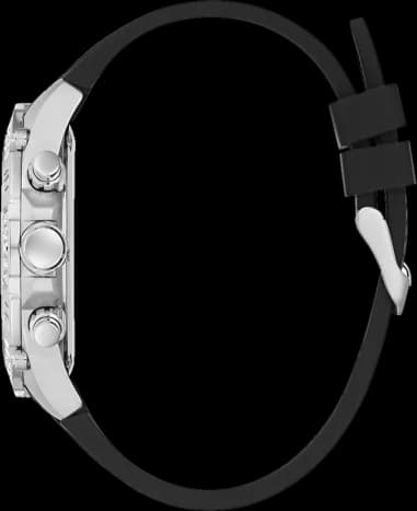 Gros plan sur le cadran noir de la Guess GW0333G1