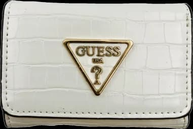 Cream white Guess wallet in glossy faux leather with triangle logo